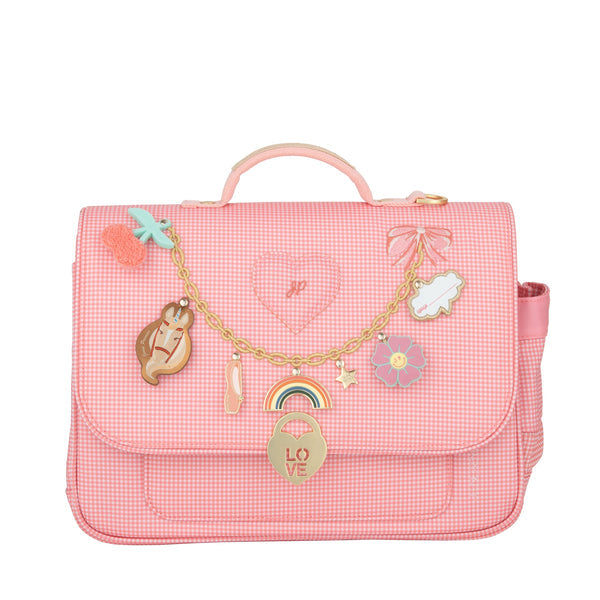 Pink and white handbag best sale