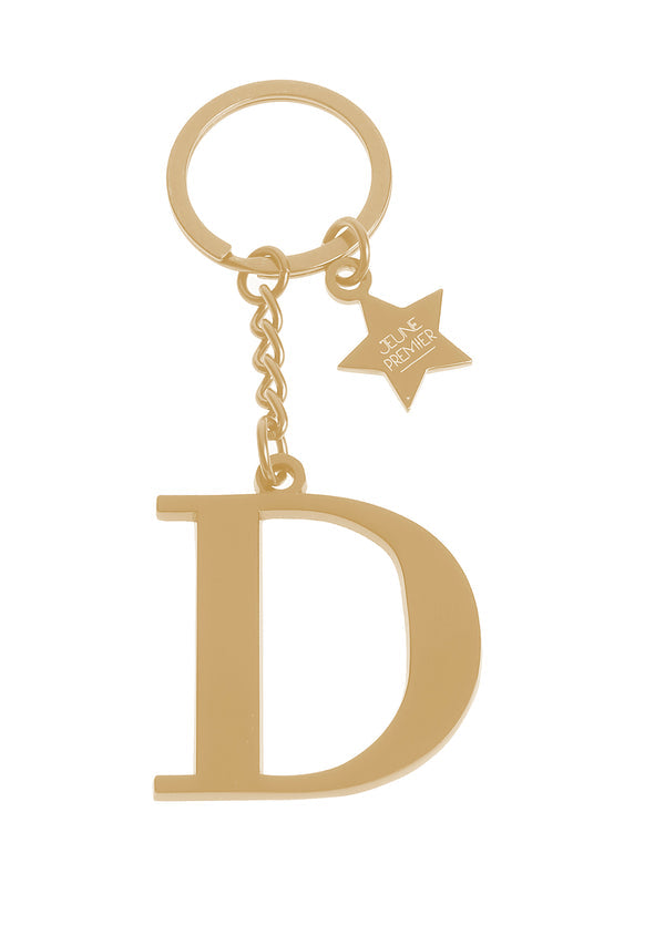 Брелок золотистый с буквой D - Keychain Letter Gold D