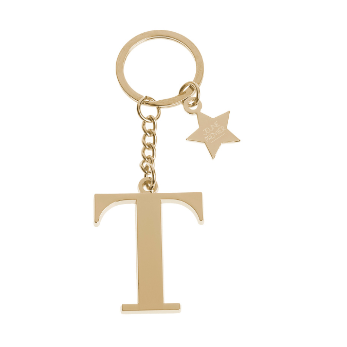 Брелок золотистый с буквой T - Keychain Letter Gold T