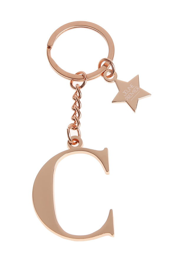 Брелок золотисто-розовый с буквой C - Keychain Letter Rose Gold C